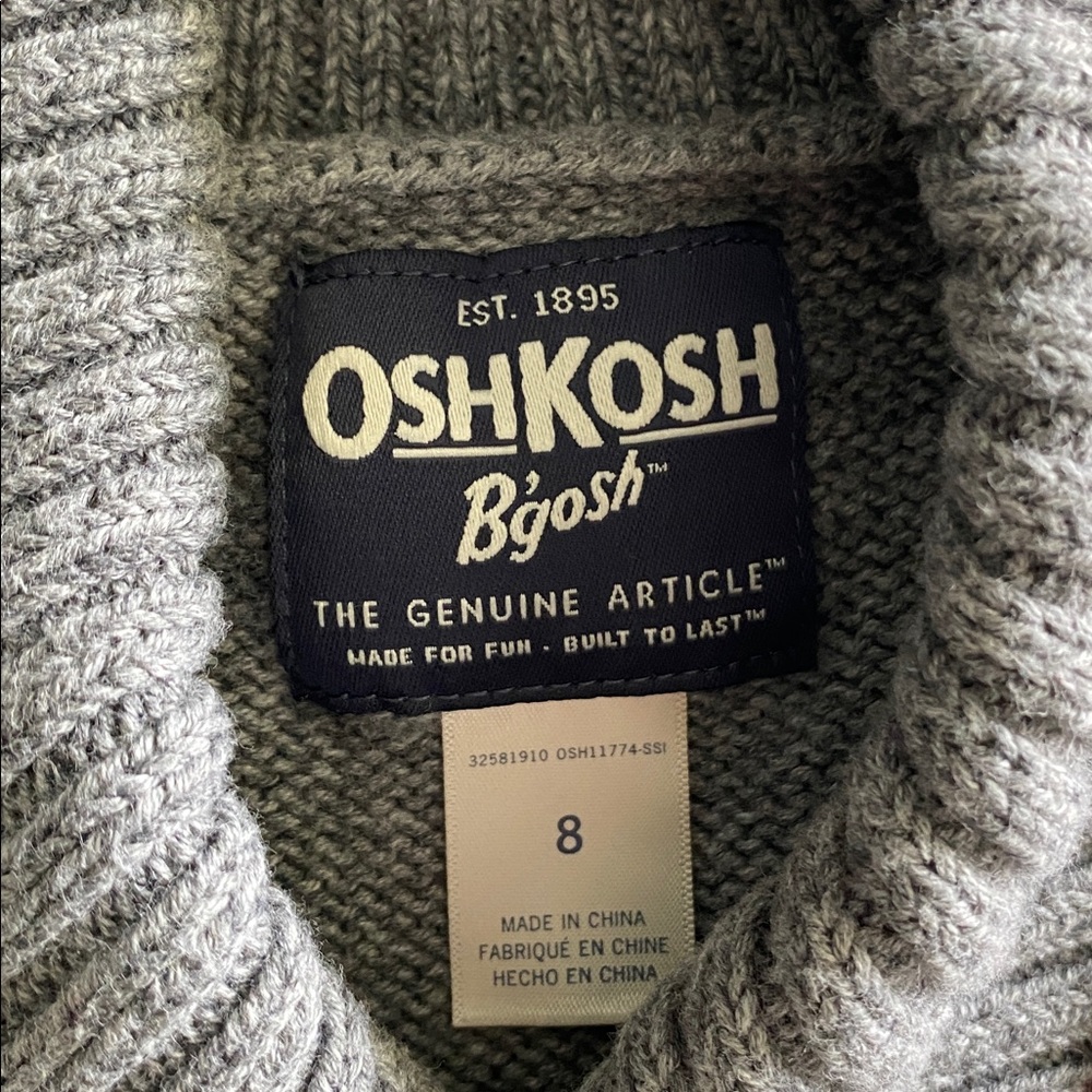 Carter’s Boys Button Shawl Collar Fair Isle Sweater/Pullover - Picture 3 of 5